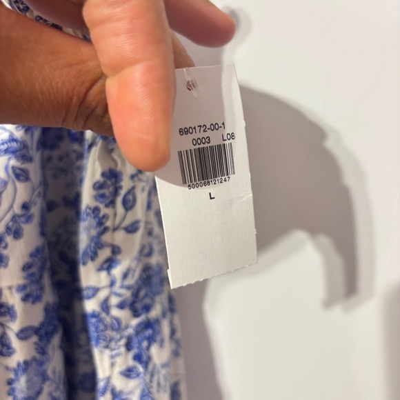 Old Navy Womens Blue White Floral Toile Smocked Tiered Midi Dress NWT Large - Picture 9 of 16